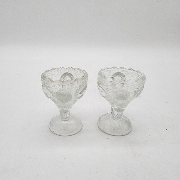 Pair of Pressed Glass Stork Bird Egg Cups - Picture 3 of 6